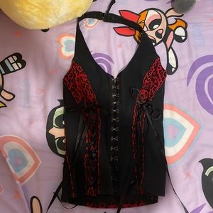 Royal Bones Red Halter Corset